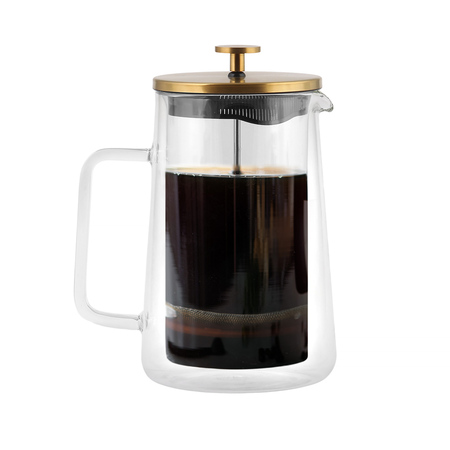 Vialli Design french press DIVA szklany z podwójną ścianką 1l złoty matowy - obrazek 3