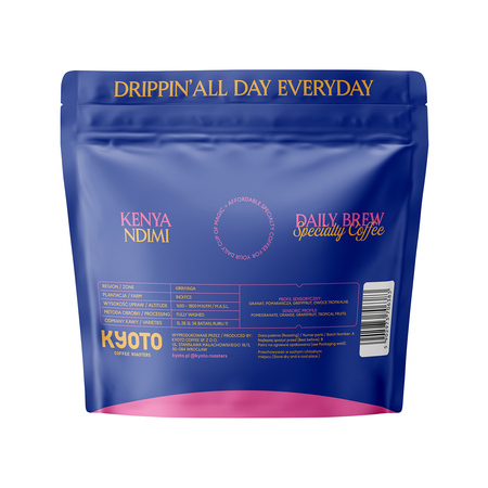 KYOTO - kawa ziarnista Kenia Drippin All Day Everyday Kenya Ndimi Filter 250 g - obrazek 2