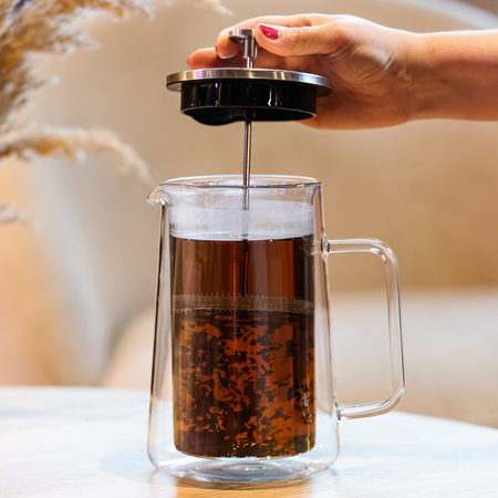 Vialli Design french press DIVA szklany z podwójną ścianką 1l srebrny mat - obrazek 5