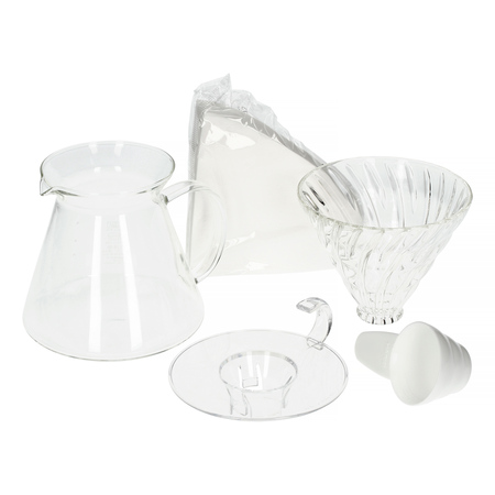 Hario V60 Glass Brewing Kit zestaw szklany dripper + serwer + filtry