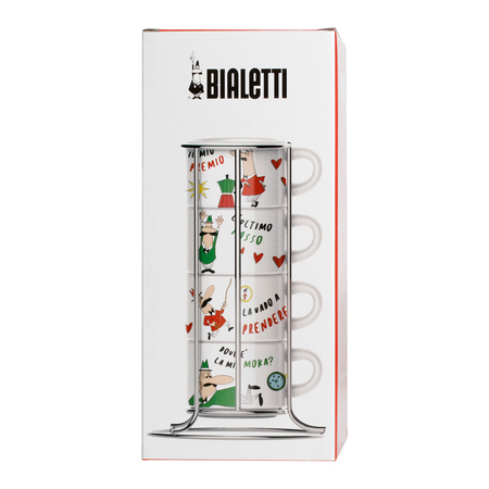 Bialetti Italia - Zestaw 4 filiżanek do cappuccino na stojaku - obrazek 3