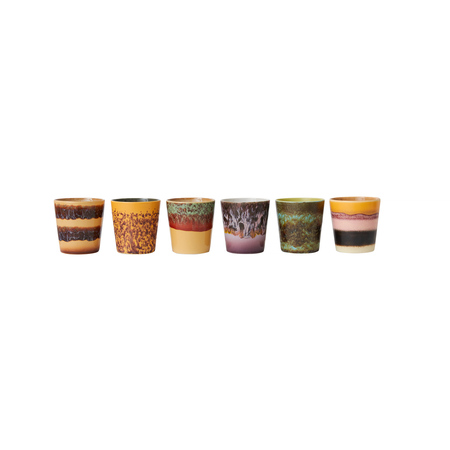 HKliving - Zestaw 6 kubków ceramicznych Valley 70s 230ml